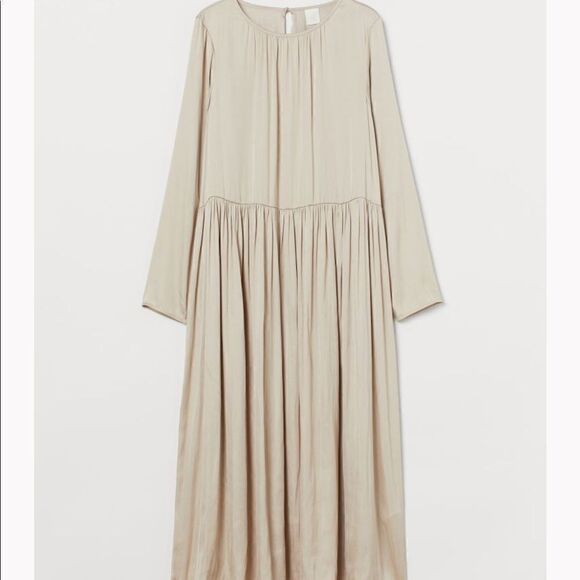 H&M satin finish cream color maxi dress size medium - Picture 1 of 12